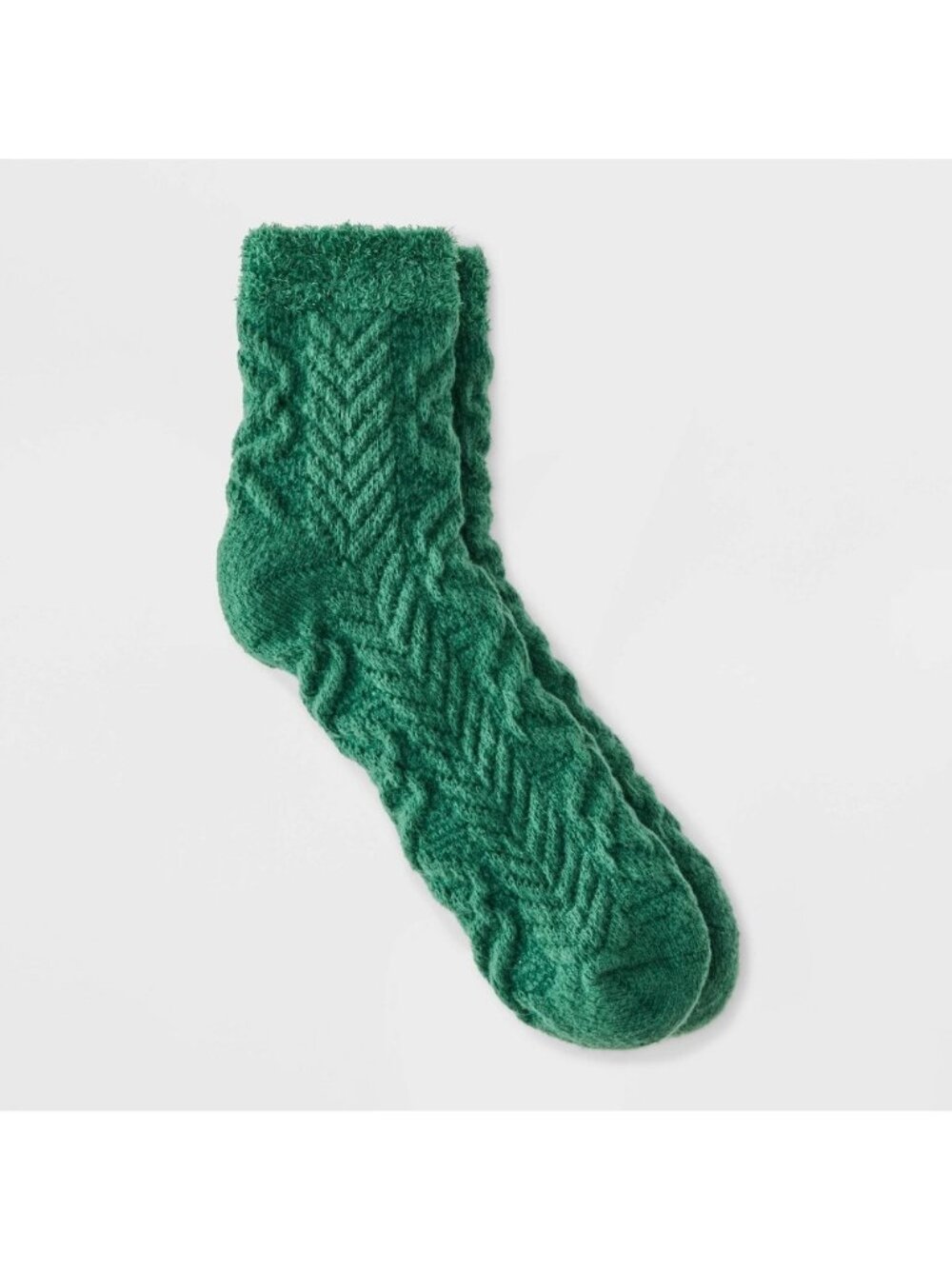 Auden Ankle Sock Womens Size 4-10 Green Super Soft Herringbone Texture Cozy